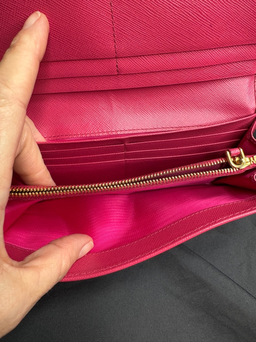 Prada Pink Saffiano Fiocco Continental Bow with Gold Logo Wallet - Picture 12 of 16